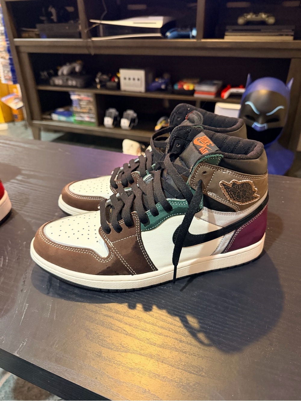 10.5 Men’s Nike Air Jordan 1 Mid - Brown, White, Green, Black & Burgundy